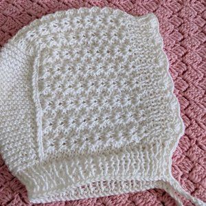 Hand Knitted Soft Cotton Baby Bonnet(0-3mo).